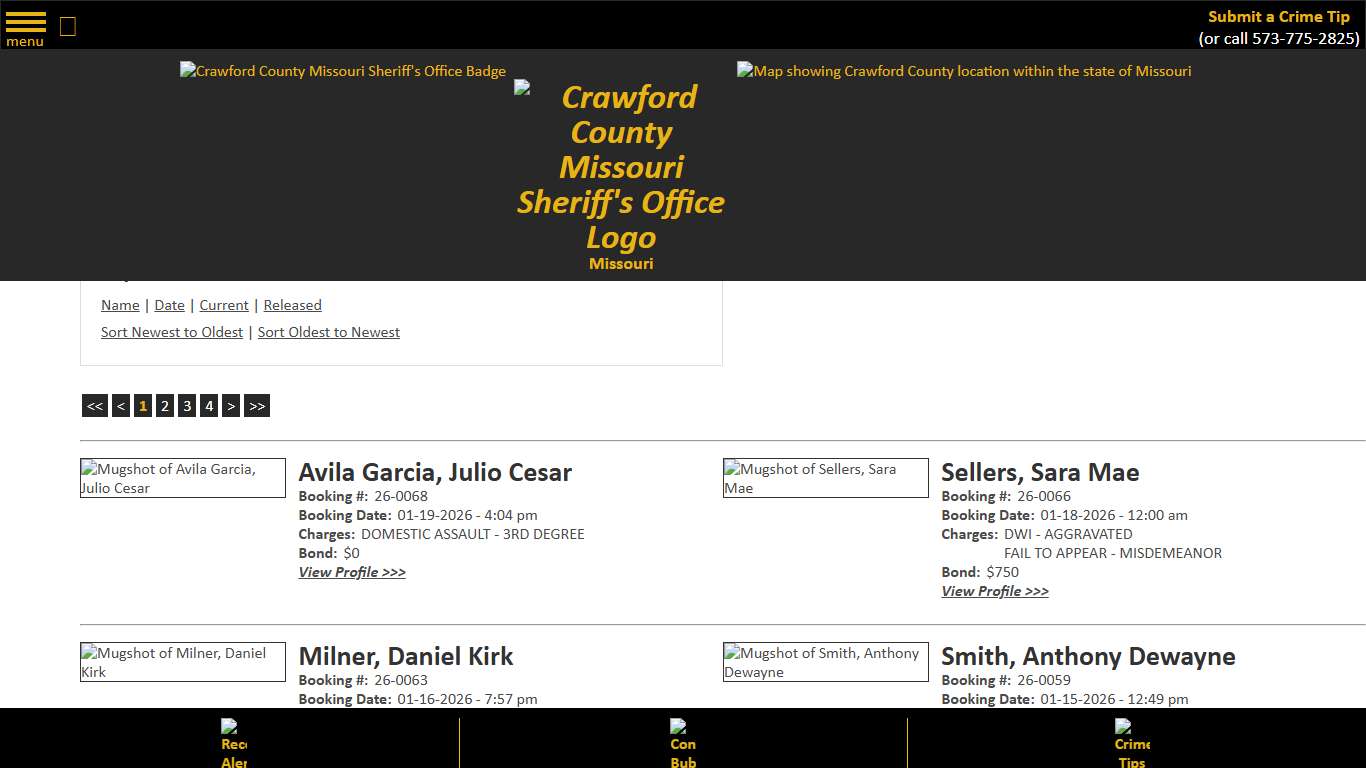 Inmate Roster - Current Inmates Booking Date Descending - Crawford County Sheriff MO
