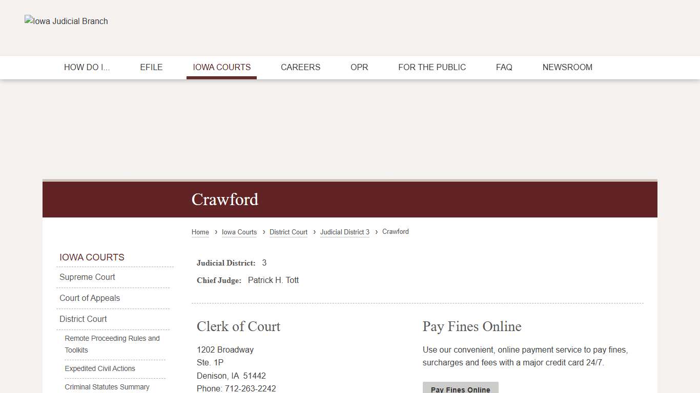 Crawford | Judicial District 3 | Iowa Judicial Branch